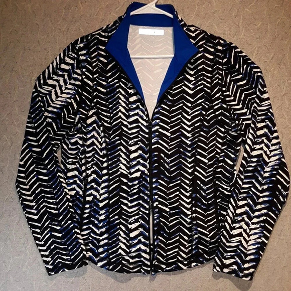 BYLYSE@EASE Women's Long Sleeve Black  & Blue Jacket Size Large - Picture 1 of 8